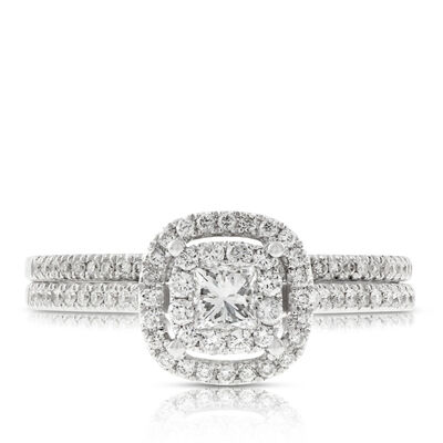 Double Halo Diamond Bridal Set 14K