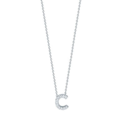 Roberto Coin 18k White Gold Tiny Treasures Diamond Love Letter &ldquo;C&rdquo; Necklace