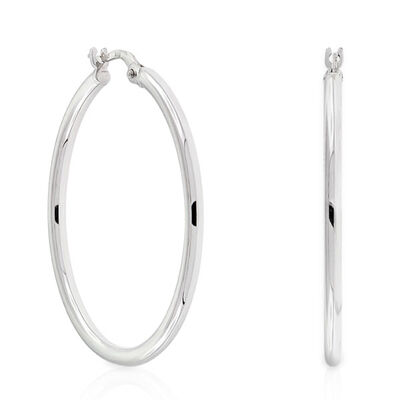 Roberto Coin 18k White Designer Gold Medium Round Hoop Earrings