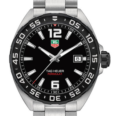 TAG Heuer Formula 1 Quartz Mens Black Steel Watch, 41mm