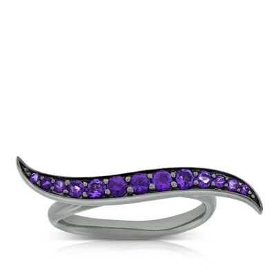 Amethyst Wave Ring, Size 7