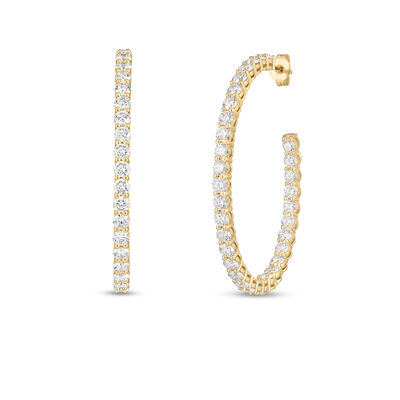 Roberto Coin Small Inside Outside The Perfect Diamond Hoop Earrings 18K Yellow Gold