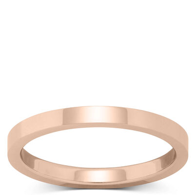 Rose Gold Polished Pipe Comfort Fit 2mm Band 14K