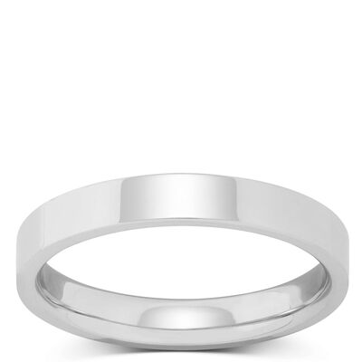 White Gold Polished Pipe Comfort Fit 3mm Band 14K