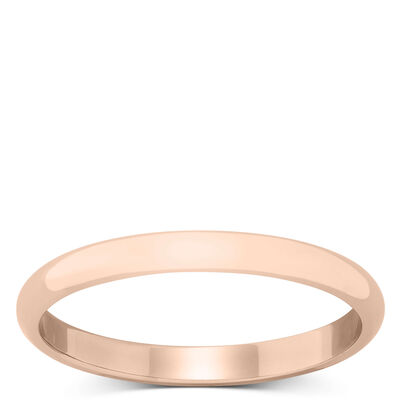Rose Gold Polished Rounded 2mm Band 14K