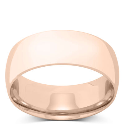 Rose Gold Polished Rounded Comfort Fit 8mm Band 14K