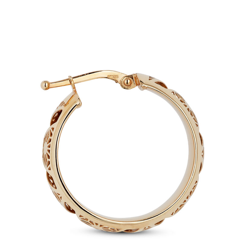 Toscano Laser Cut Hoop Earrings 14K image number 1