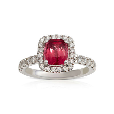 Cushion Pink Spinel & Diamond Ring 14K
