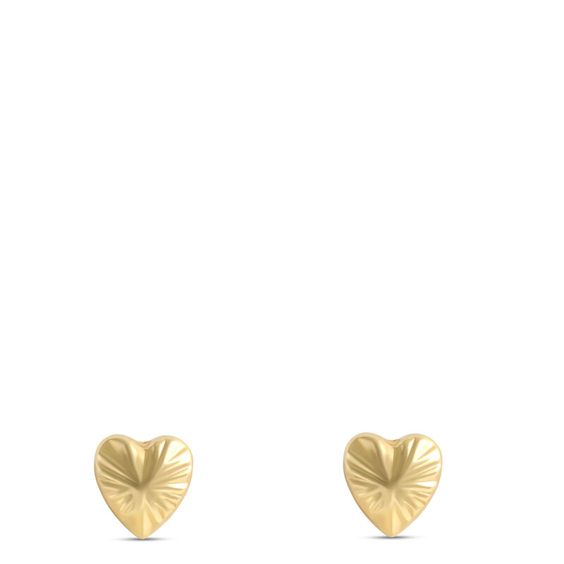 Heart Shaped Stud Earrings, 14K Yellow Gold image number 0