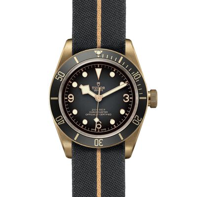 TUDOR Black Bay Watch Bronze Case Grey Dial Fabric Strap, 43mm