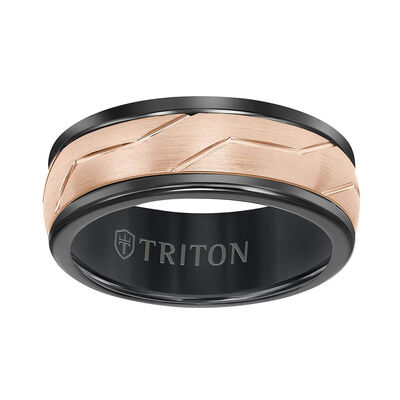 TRITON Woven Finish Round Edge Contemporary Tungsten Wedding Band, 8MM