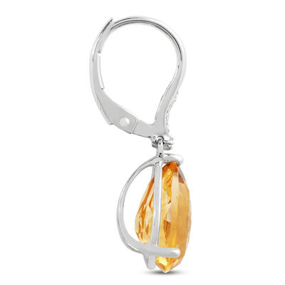 Pear Shaped Citrine & Diamond Earrings 14K