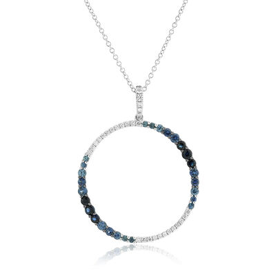 Sapphire & Diamond Circle Necklace 14K