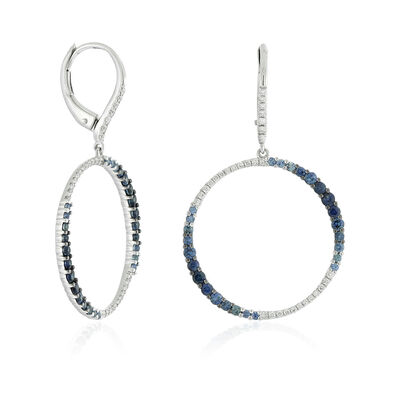 Sapphire & Diamond Circle Earrings 14K