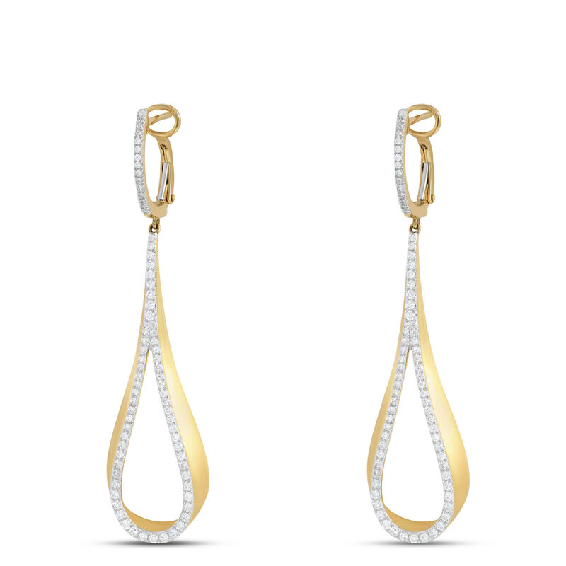 Diamond Loop Dangle Earrings, 14K Yellow Gold image number 0