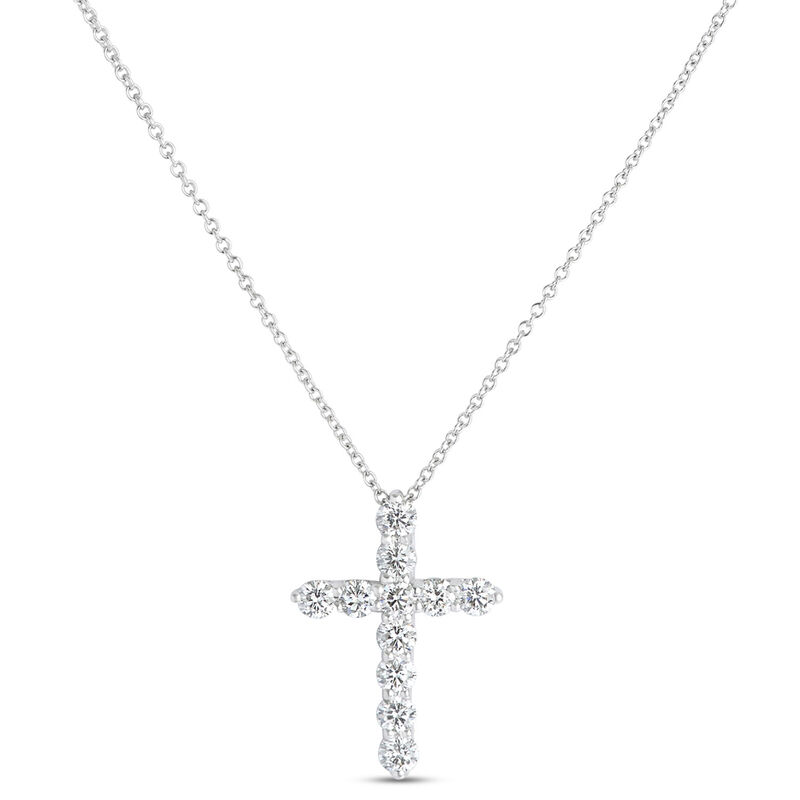 Diamond Cross Pendant, 14k White Gold image number 0