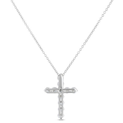 Diamond Cross Pendant, 14k White Gold