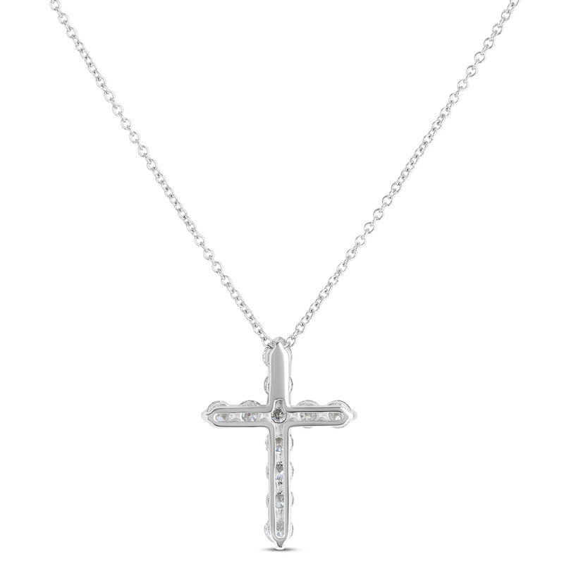 Diamond Cross Pendant, 14k White Gold image number 1