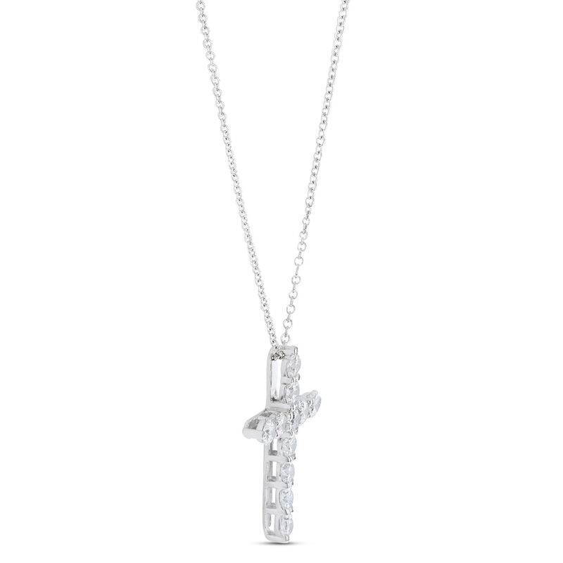 Diamond Cross Pendant, 14k White Gold image number 3
