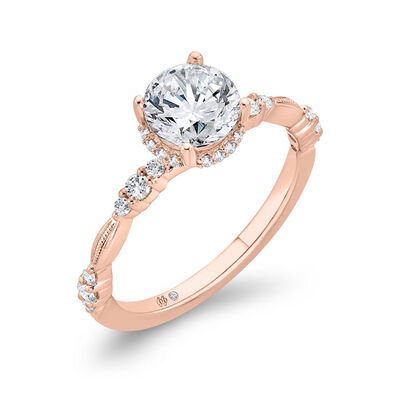 Bella Ponte Rose Gold Micro Halo Engagement Ring Setting, 14K