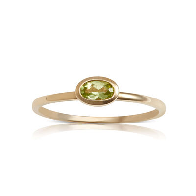 Bezel Set Oval Peridot Ring 14K