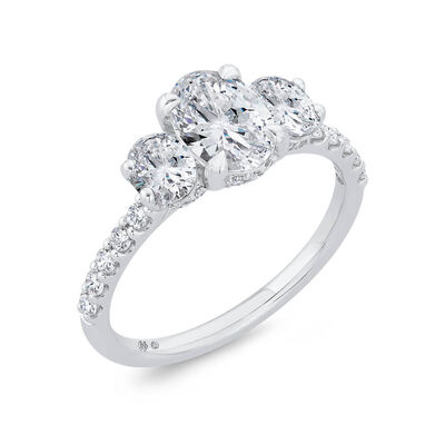 Bella Ponte 3-Stone Oval Diamond Engagement Ring, 14K White Gold