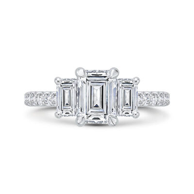 Bella Ponte 3-Stone Emerald Cut Diamond Engagement Ring 14K