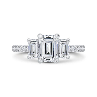 Bella Ponte 3-Stone Emerald Cut Diamond Engagement Ring, 14K White Gold