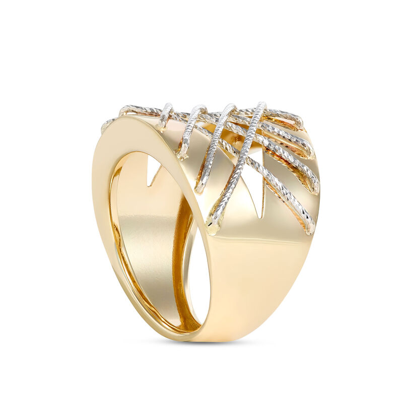 Toscano Two-Tone Open Lattice Ring, 14K White and Yellow Gold Size 7 image number 1