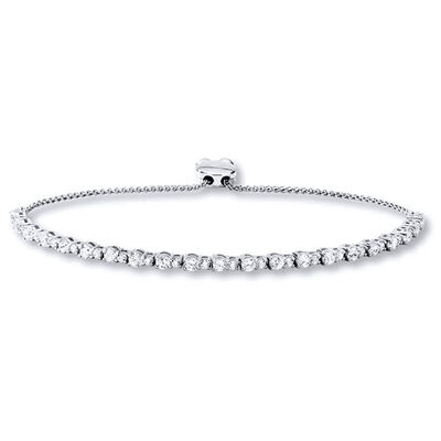 Bolo Diamond Tennis Bracelet, 14k White Gold