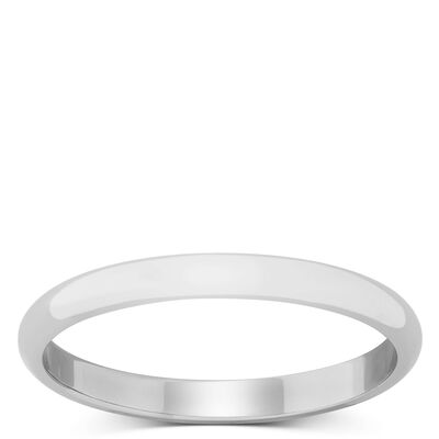 White Gold Polished Rounded 2mm Band 14K