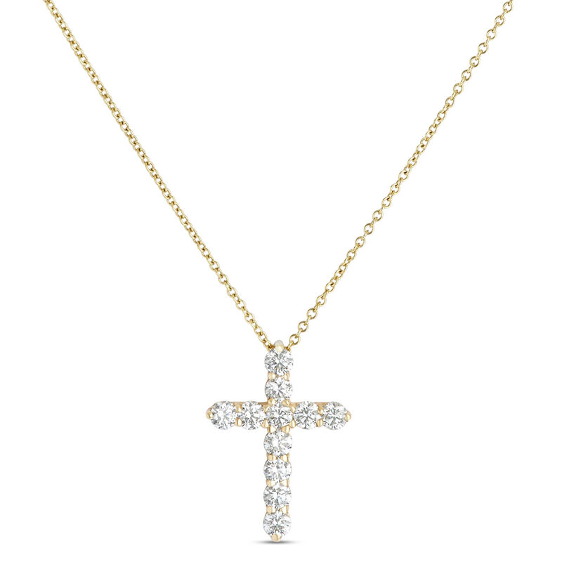 Diamond Cross Pendant, 14K Yellow Gold image number 0
