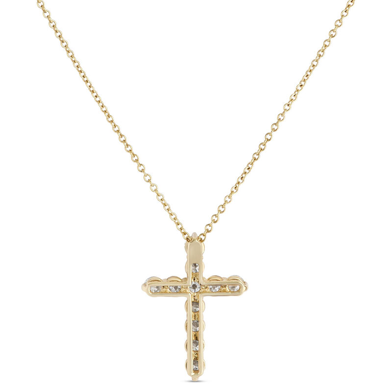 Diamond Cross Pendant, 14K Yellow Gold image number 1