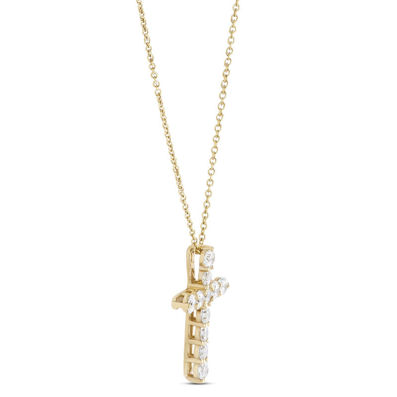Diamond Cross Pendant, 14K Yellow Gold image number 2