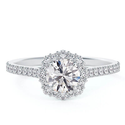 De Beers Forevermark Floral Halo Diamond Engagement Ring 18K