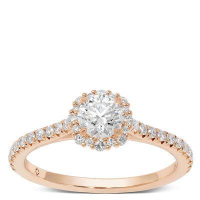 De Beers Forevermark Halo Diamond Engagement Ring 18K