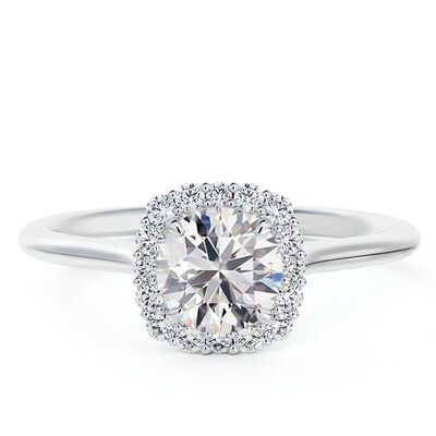 De Beers Forevermark Round Diamond Cushion Square Halo Ring 18K