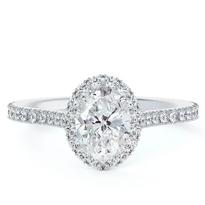 De Beers Forevermark Oval Diamond Halo Engagement Ring 18K