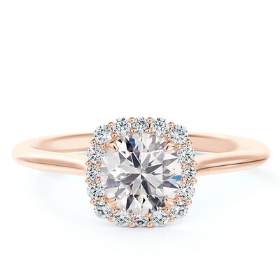De Beers Forevermark Round Diamond Cushion Halo Ring 18K