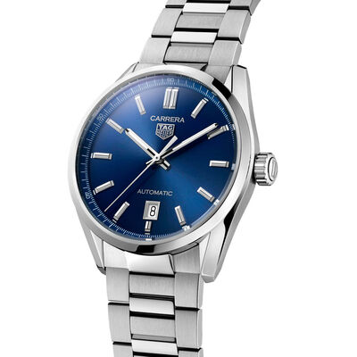 TAG Heuer Carrera Calibre 5 Auto Blue Steel Watch, 39mm