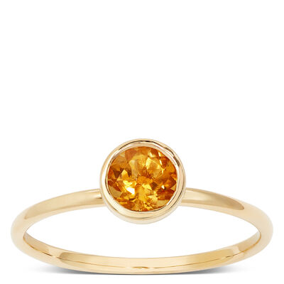 Round Bezel Set Citrine Ring, 14K