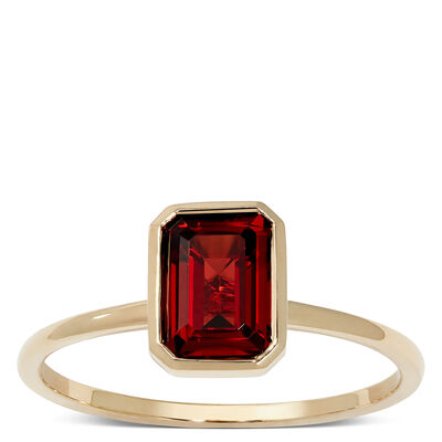 Rectangle Bezel Set Garnet Ring, 14K