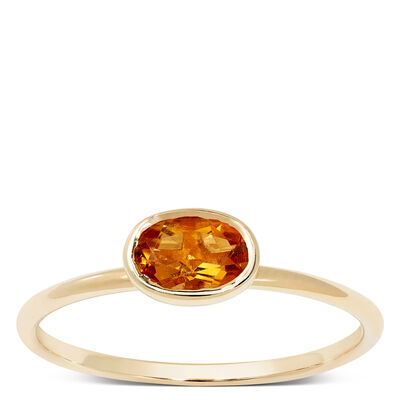 Oval Bezel Set Citrine Ring, 14K
