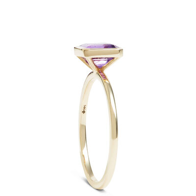 Square Bezel Set Amethyst Ring, 14K