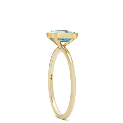 Square Bezel Set Aquamarine Ring, 14K
