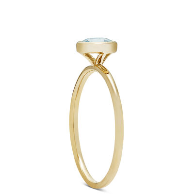 Round Bezel Set Aquamarine Ring, 14K