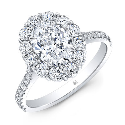 Rahaminov Oval Diamond Halo Ring 18K