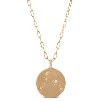 Ikuma Canadian Diamond Aries Zodiac Necklace, 14K Yellow Gold
