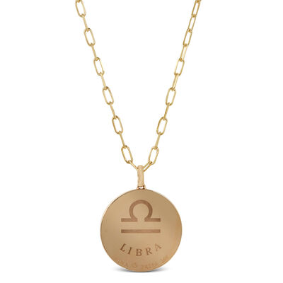 Ikuma Canadian Diamond Libra Zodiac Necklace, 14K Yellow Gold