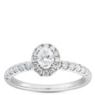 Fancy Cut Diamond Halo Bridal Set, 14K White Gold